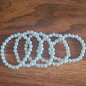 White Beaded Bracelet Set Jewelry